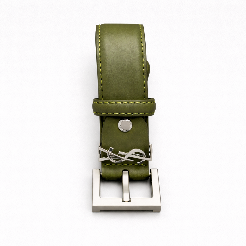 Saint Laurent Cassandre Thin Belt in Smooth Leather – Haki - Saint Laurent aksesuar - görsel 1 | ZAINI