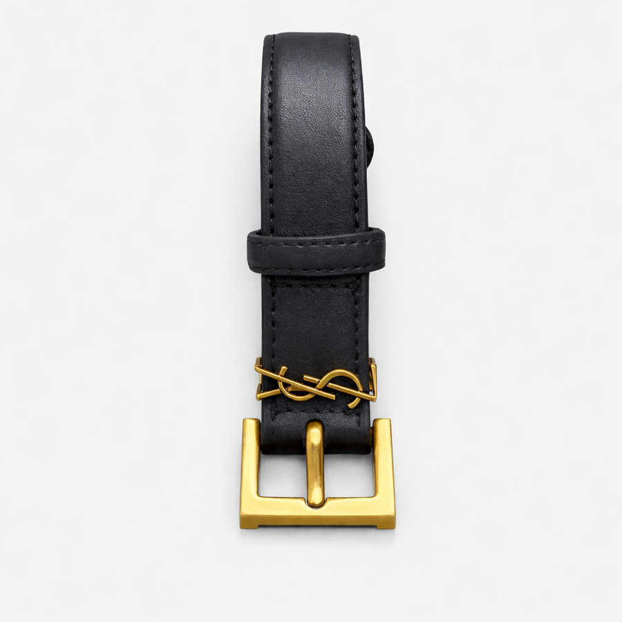 Saint Laurent Cassandre Thin Belt in Smooth Leather – Black - Saint Laurent aksesuar - görsel 1 | ZAINI