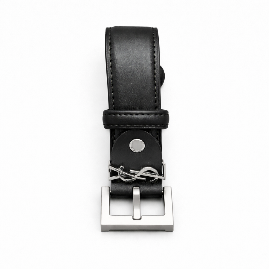 Saint Laurent Cassandre Thin Belt in Smooth Leather – Black - Saint Laurent aksesuar - görsel 1 | ZAINI