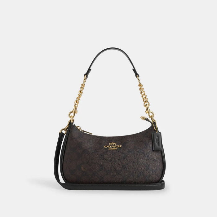 Coach Teri Shoulder Bag Walnut Black