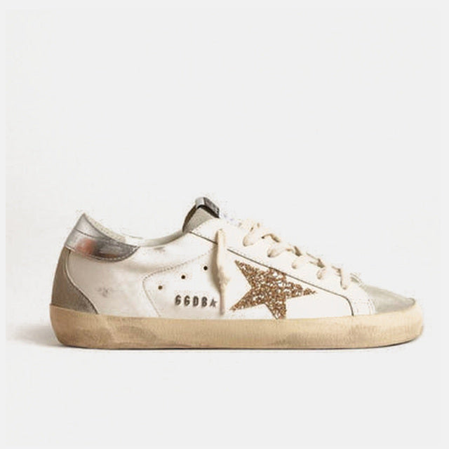 Golden Goose Super-Star Gold Glitter Star Silver Heel Tab - Golden Goose ayakkabı - görsel 1 | ZAINI