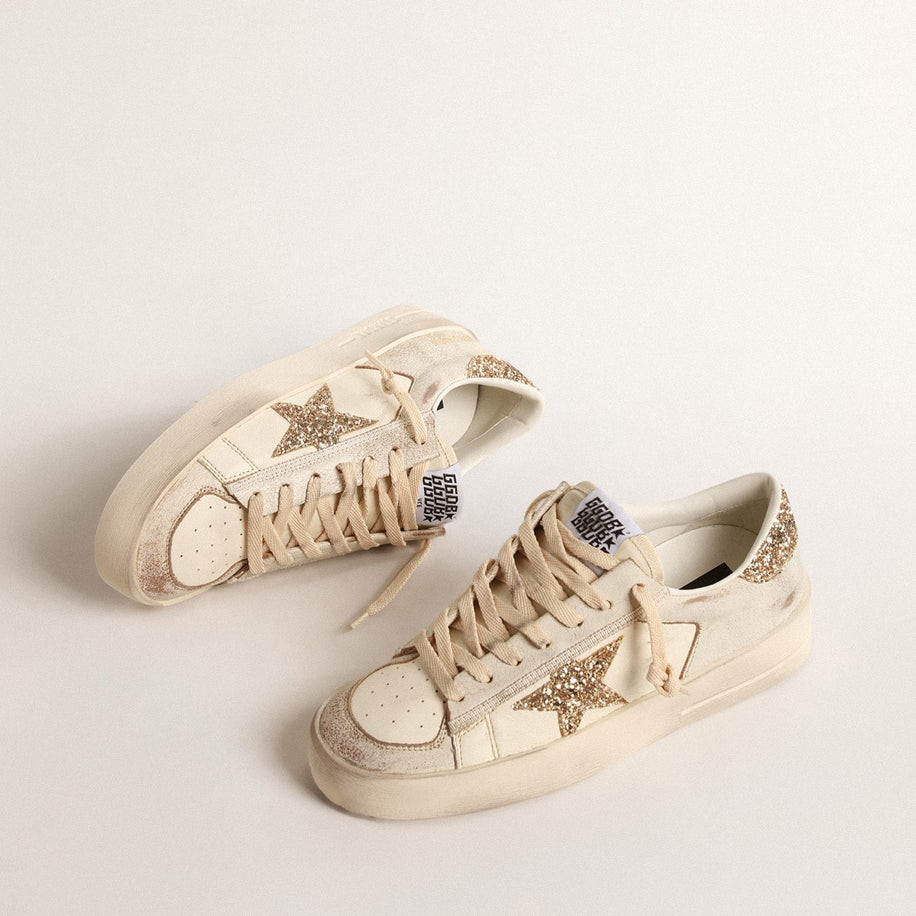 Golden Goose Stardan in Ecru Nappa Leather with Gold Glitter - Golden Goose ayakkabı - görsel 2 | ZAINI