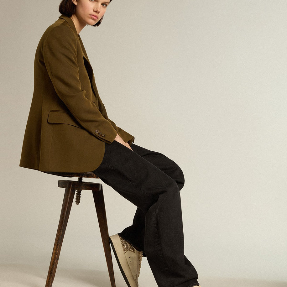Golden Goose Stardan in Ecru Nappa Leather with Gold Glitter - Golden Goose ayakkabı - görsel 3 | ZAINI