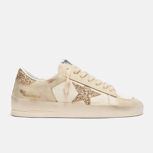 Golden Goose Stardan in Ecru Nappa Leather with Gold Glitter - Golden Goose ayakkabı - görsel 1 | ZAINI