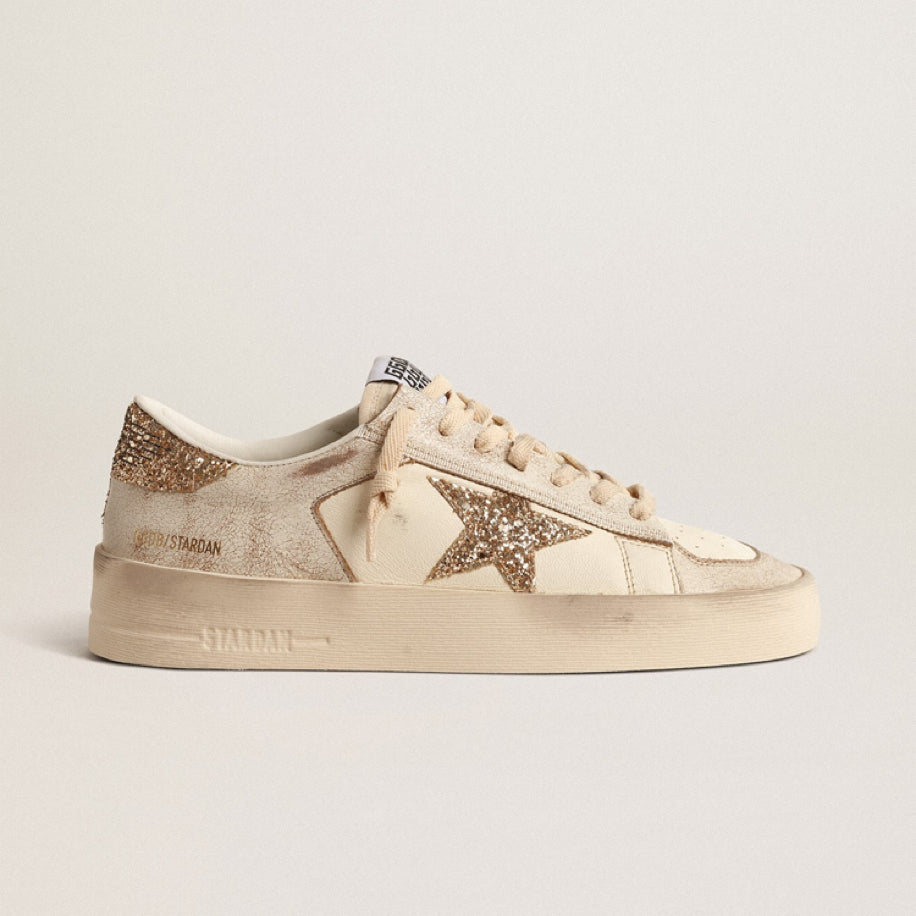 Golden Goose Stardan in Ecru Nappa Leather with Gold Glitter - Golden Goose ayakkabı - görsel 1 | ZAINI