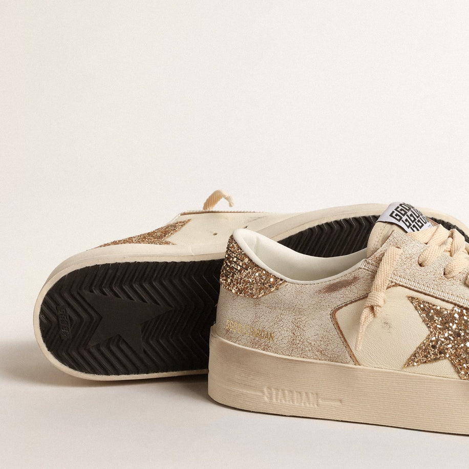 Golden Goose Stardan in Ecru Nappa Leather with Gold Glitter - Golden Goose ayakkabı - görsel 4 | ZAINI