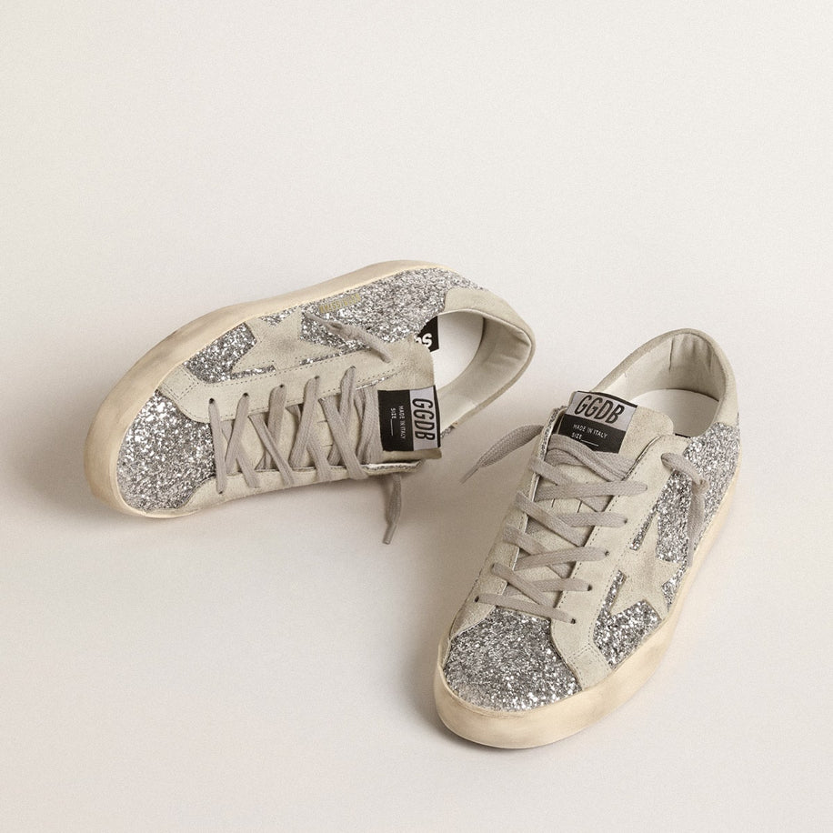 Golden Goose Super-Star in Silver Glitter - Golden Goose ayakkabı - görsel 2 | ZAINI